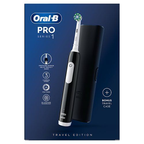 ORAL B ELECTRIC T/BRUSH PRO SERIES 1 BLACK + TRAVEL CASE