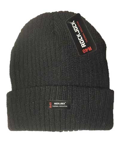 HAT MENS RIBBED THERMAL BLACK