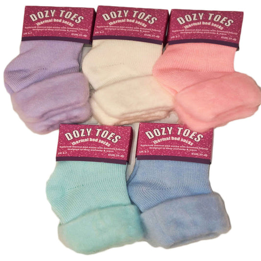 DOZY TOES SOCKS LADIES BED PLAIN ASST