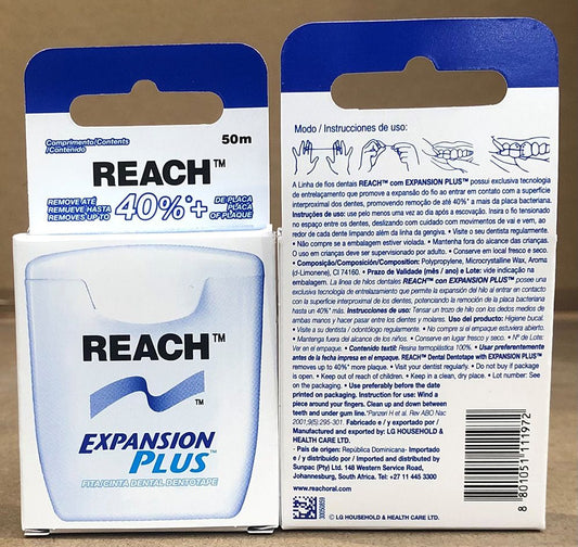 REACH FLOSS EXPANSION PLUS 50M DENTOTAPE WAXED (8X6)