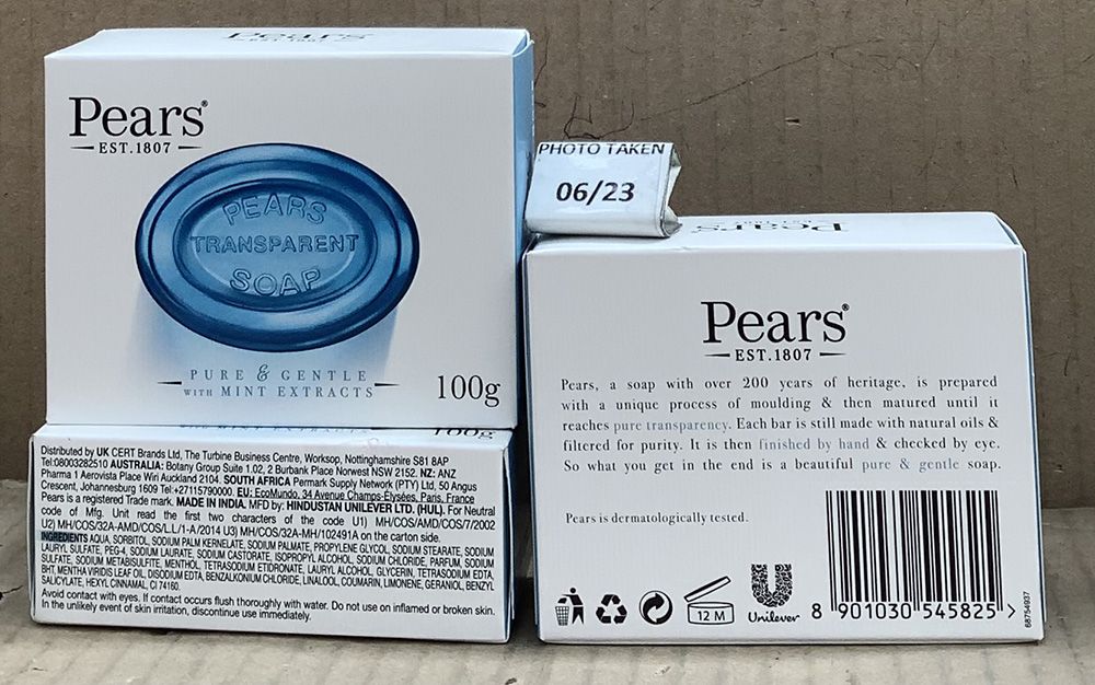 PEARS BAR SOAP 100G TRANSPARENT MINT EXTRACT(4X12)
