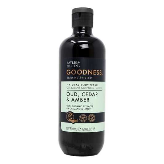 BAYLIS & HARDING GOODNESS BODY WASH 500ML OUD CEDAR AND AMBER