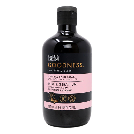 BAYLIS & HARDING GOODNESS BATH SOAK 500ML ROSE AND GERANIUM