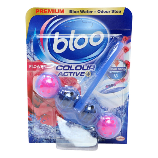 BLOO COLOUR ACTIVE TOILET RIM BLOCK BLUE WATER FLOWER