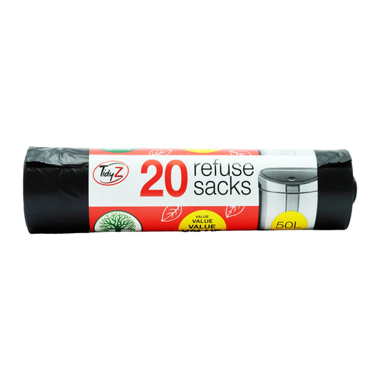 TIDYZ BIN LINERS HEAVY DUTY ROLLS 50L B0234