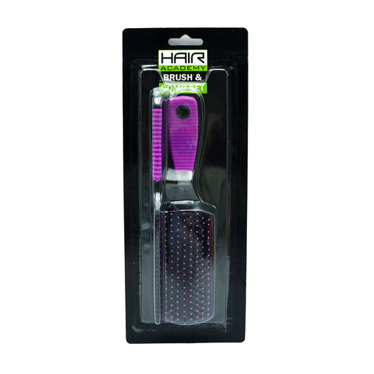 HAIR ACADEMY HAIR BRUSH & COMB SET OBLONG