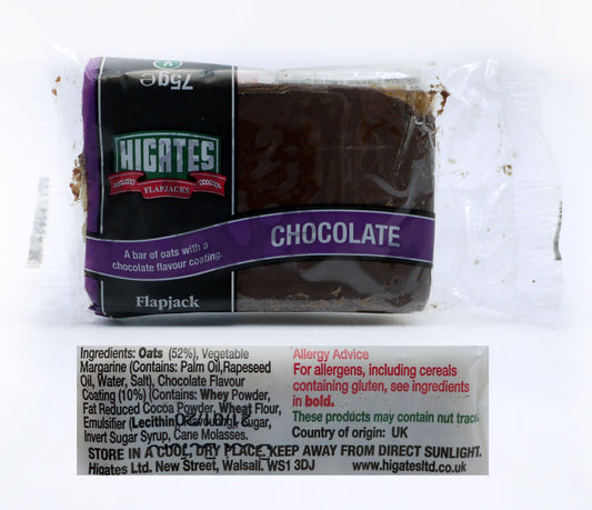 HIGATES FLAPJACKS BAR CHOCOLATE 05/12/25
