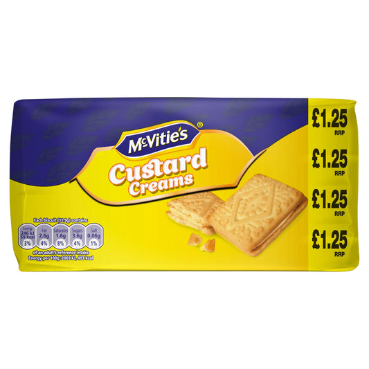 MCVITIES BISCUITS CUSTARD CREAMS PM £1.25 19/09/25