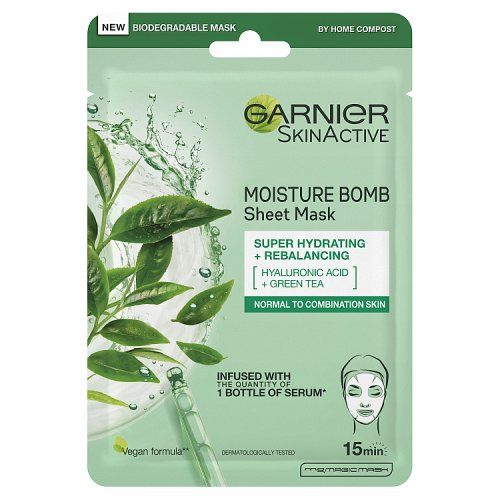 GARNIER MOISTURE BOMB TISSUE MASK 32G NORMAL TO COMBINATION SKIN WITH GREEN TEA