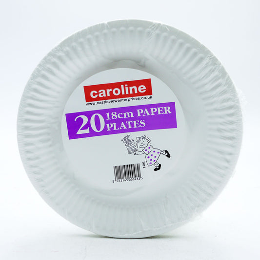 CAROLINE WHITE PAPER PLATES 18CM  1401