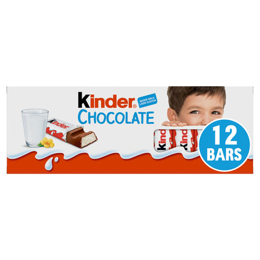 KINDER CHOCOLATE BARS 12 PK 26/08/25