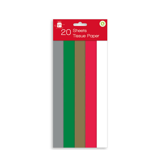 XMAS TISSUE PAPER 20 SHEETS ASST COLOURS (C)