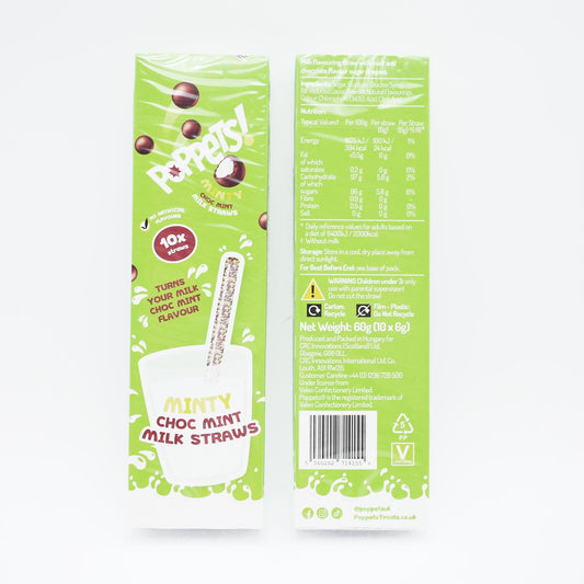 POPPETS MILK STRAWS CHOC MINT 12/07/25 (D)