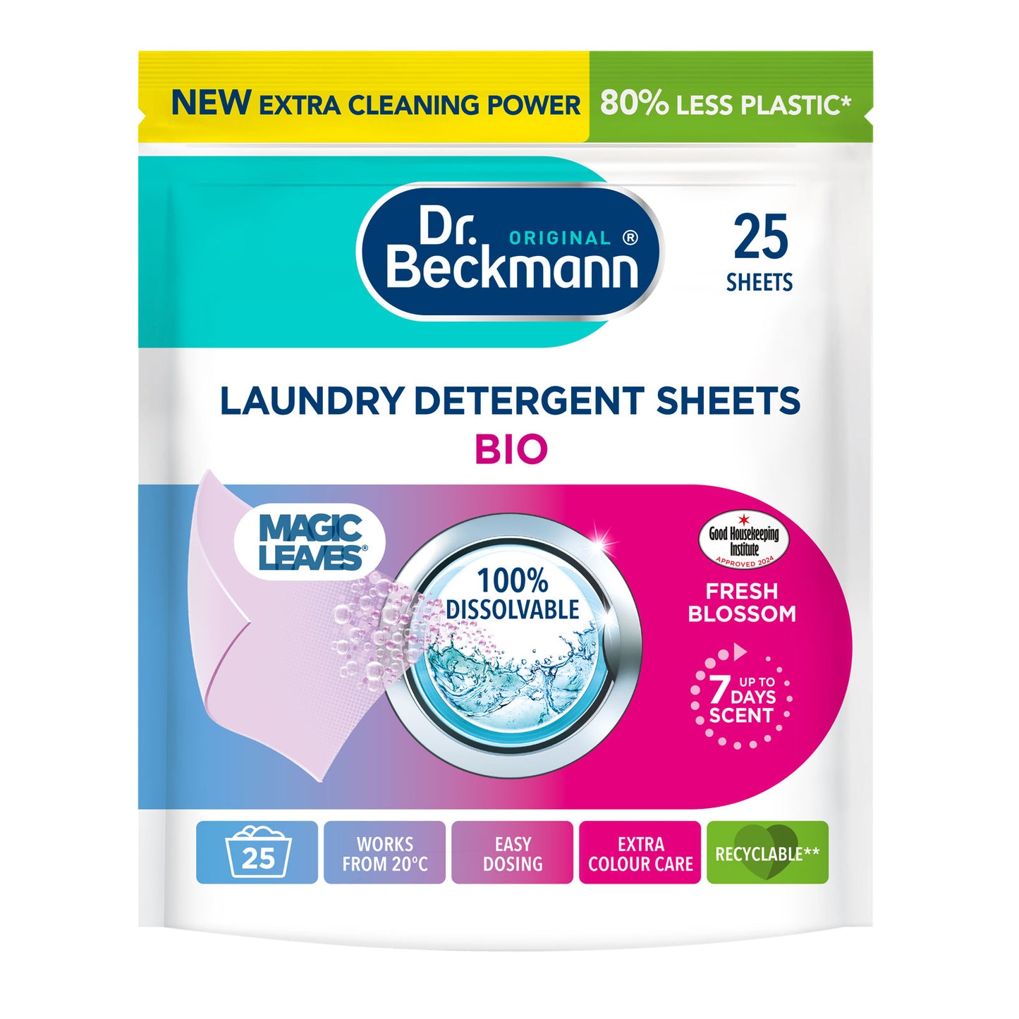 DR BECKMANN MAGIC LEAVES LAUNDRY DETERGENT SHEETS BIO 25 SHEETS