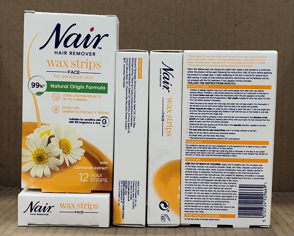 NAIR FACIAL WAX STRIPS 12S