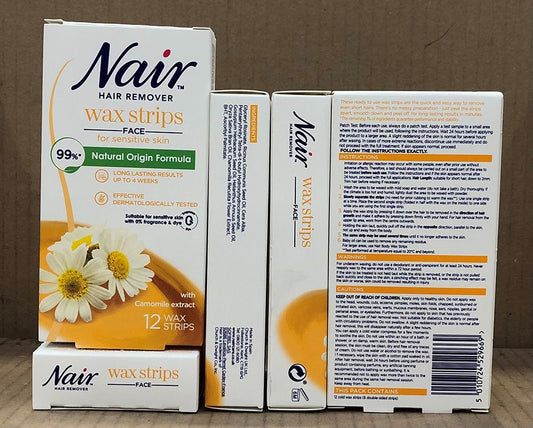 NAIR FACIAL WAX STRIPS 12S