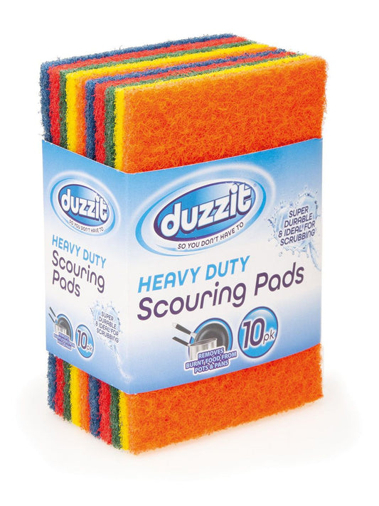 DUZZIT HEAVY DUTY SCOURING PAD ASSTD 10PK