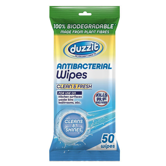 DUZZIT BIODEGRADABLE ANTI BAC WIPES CLEAN & FRESH 50PK