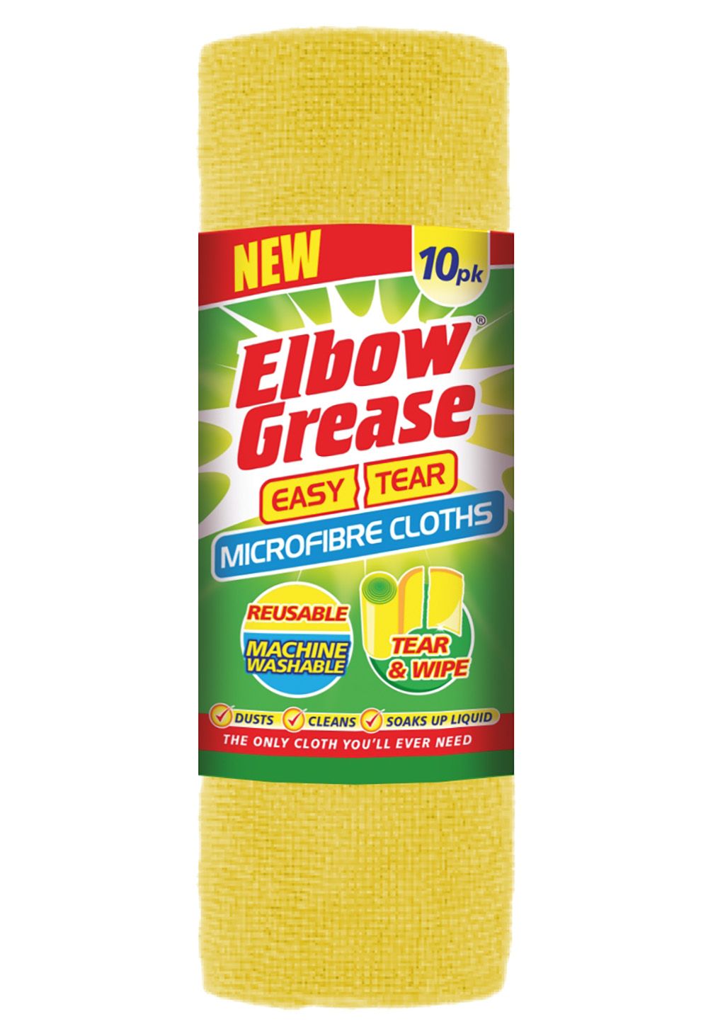 ELBOW GREASE MICROFIBRE EASY TEAR CLOTH YELLOW 10PK