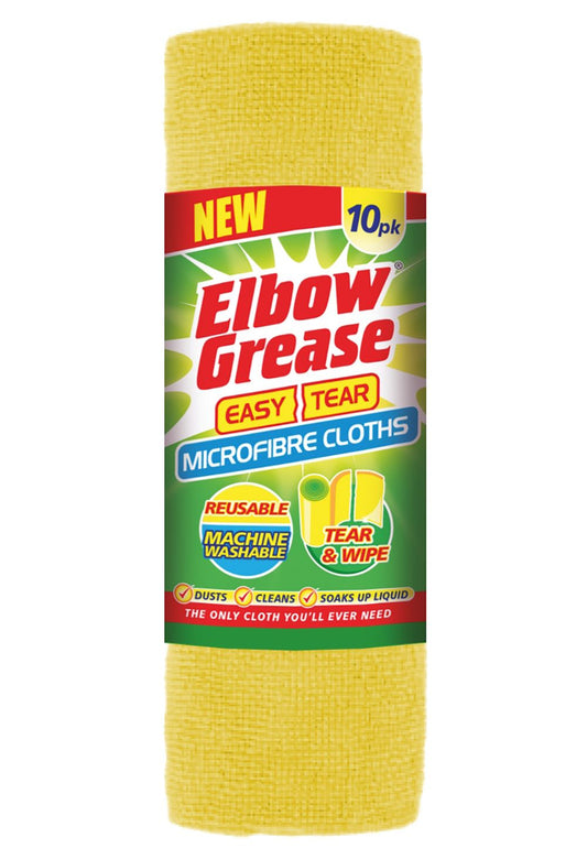 ELBOW GREASE MICROFIBRE EASY TEAR CLOTH YELLOW 10PK