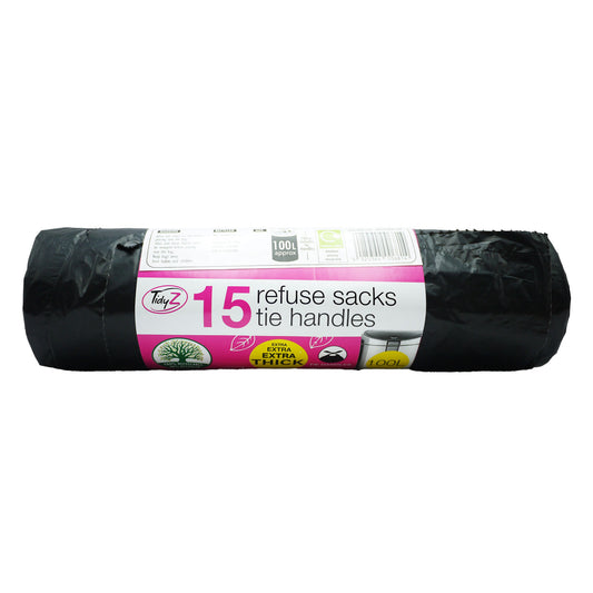 TIDYZ REFUSE TIE HANDLES EXTRA THICK 100L (B0681)