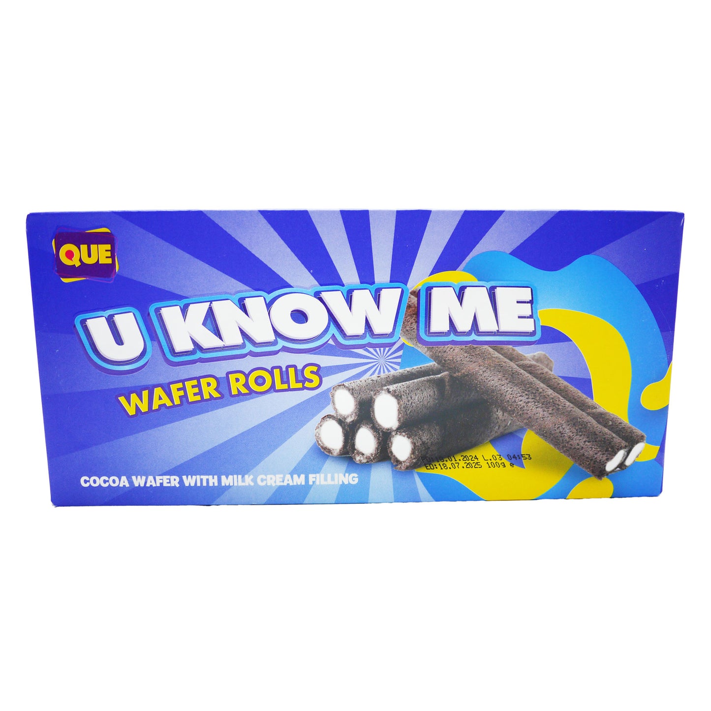 QUE WAFERS U KNOW ME ROLL MILK COCOA 01/11/25