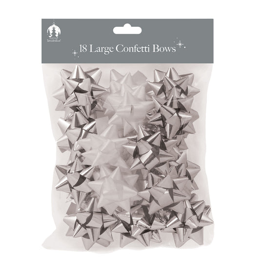 GIFT BOWS LARGE SILVER & WHITE (R)