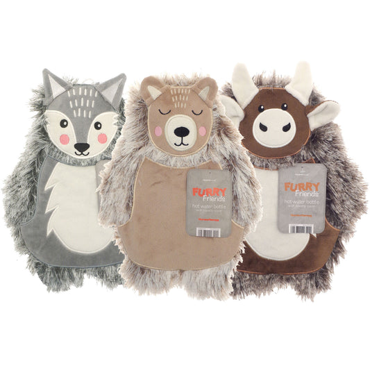 HOT WATER BOTTLE FURRY FRIENDS ASST (R)