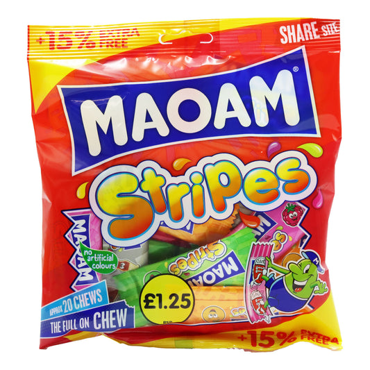MAOAM STRIPES PM £1.25  15%FREE  31/05/26