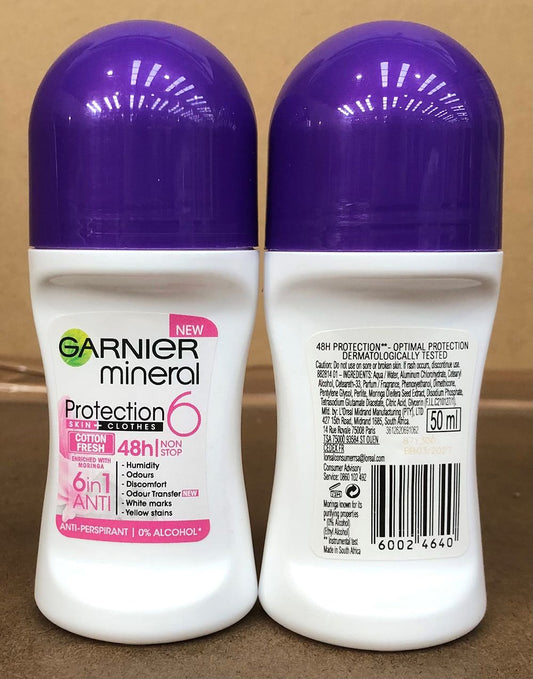 GARNIERÊROLLÊONÊ50MLÊFORÊWOMENÊCOTTONÊFRESH (8X6)