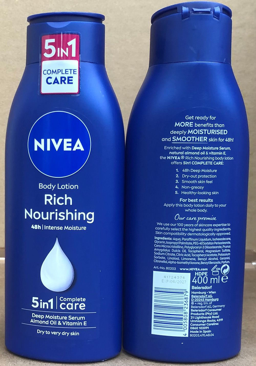 NIVEA LOTION 400ML RICH NOURISHING