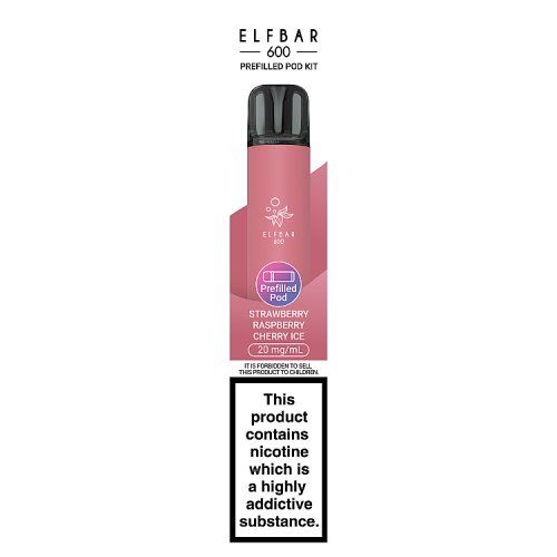 ELFBAR 600 PREFILLED POD KIT STRAWBERRY RASPBERRY CHERRY ICE