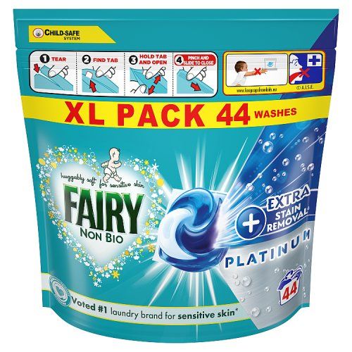 FAIRY PLATINUM + STAIN REMOVER NON BIO PODS 44W