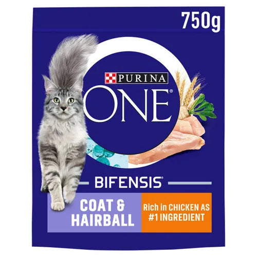 PURINA ONE COAT AND HAIRBALL CHICKEN DRY CAT FOOD 750G