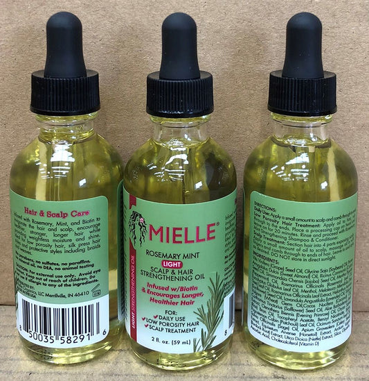 MIELLE ROSEMARY MINT SCALP & HAIR STRENGTHENING OIL 2OZ LIGHT