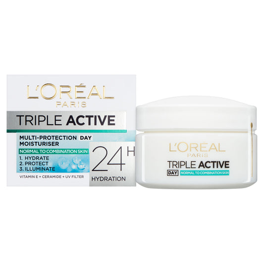 L'OREAL TRIPLE ACTIVE MOISTURISER 50ML DAY NORMAL TO COMBINATION SKIN