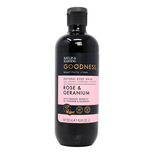 BAYLIS & HARDING GOODNESS BODY WASH 500ML ROSE AND GERANIUM