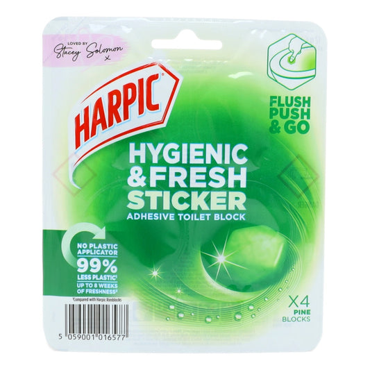 HARPIC HYGIENIC & FRESH STICKER TOILET BLOCK 4X12G PINE