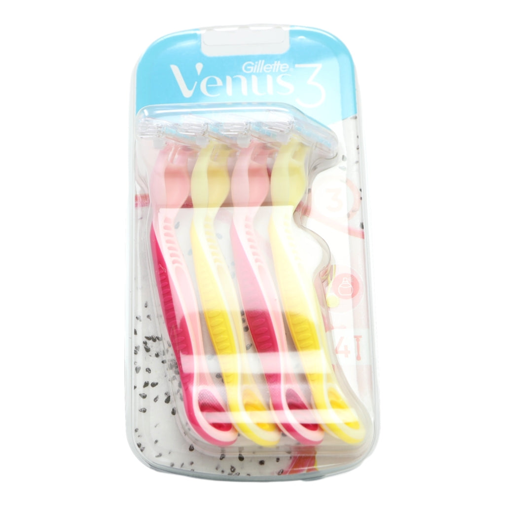 GILLETTE VENUS 3 DISPOSABLE RAZORS 4S DRAGONFRUIT
